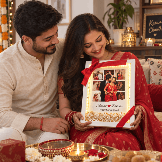 Beautiful LED Floating Pearl Karwa Chauth Frame