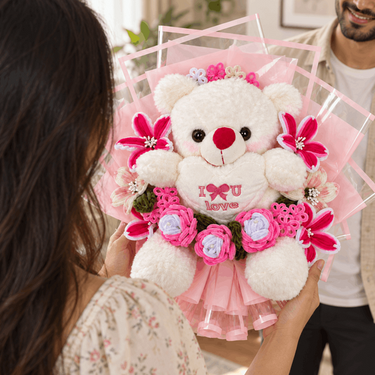 Handcrafted Floral Bear Bouquet
