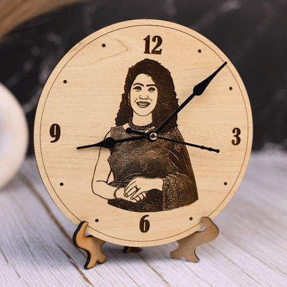 Engraved Photo Wooden Clock