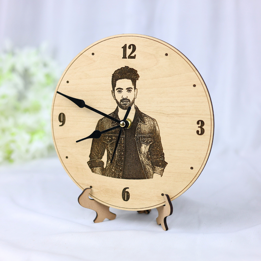Personalised Photo Engraved Wooden Clock