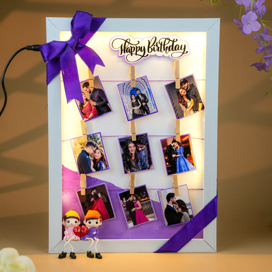 Personalised LED Photo Frame with 9 Pictures