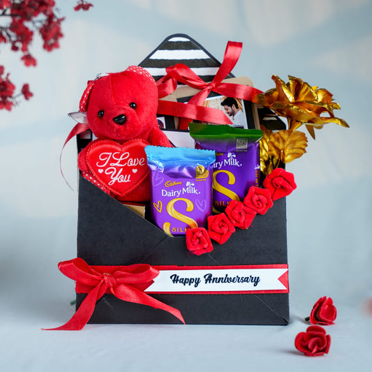 Romantic Gift Hamper with Teddy & Chocolates