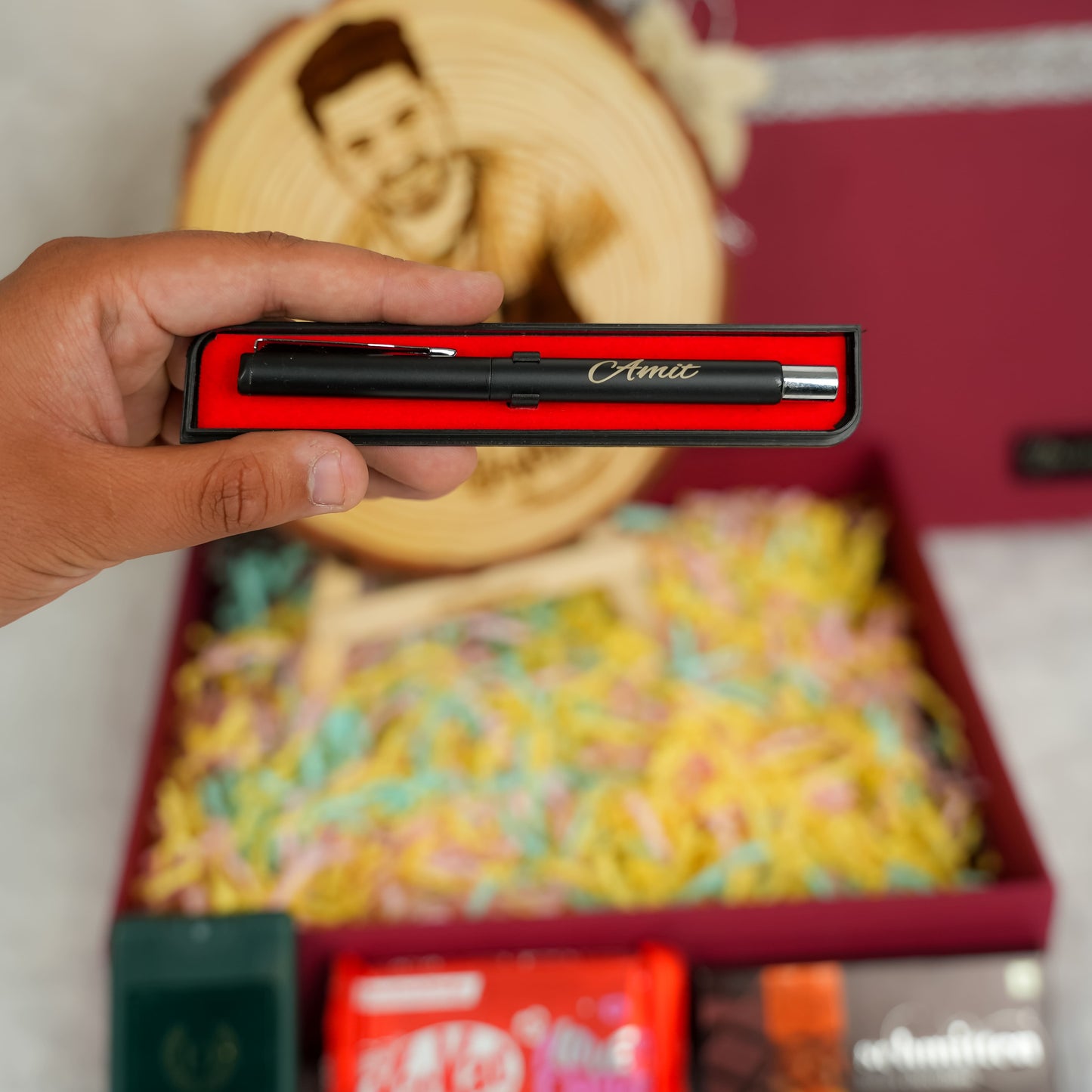 Wooden Slice Gift Hamper For Men