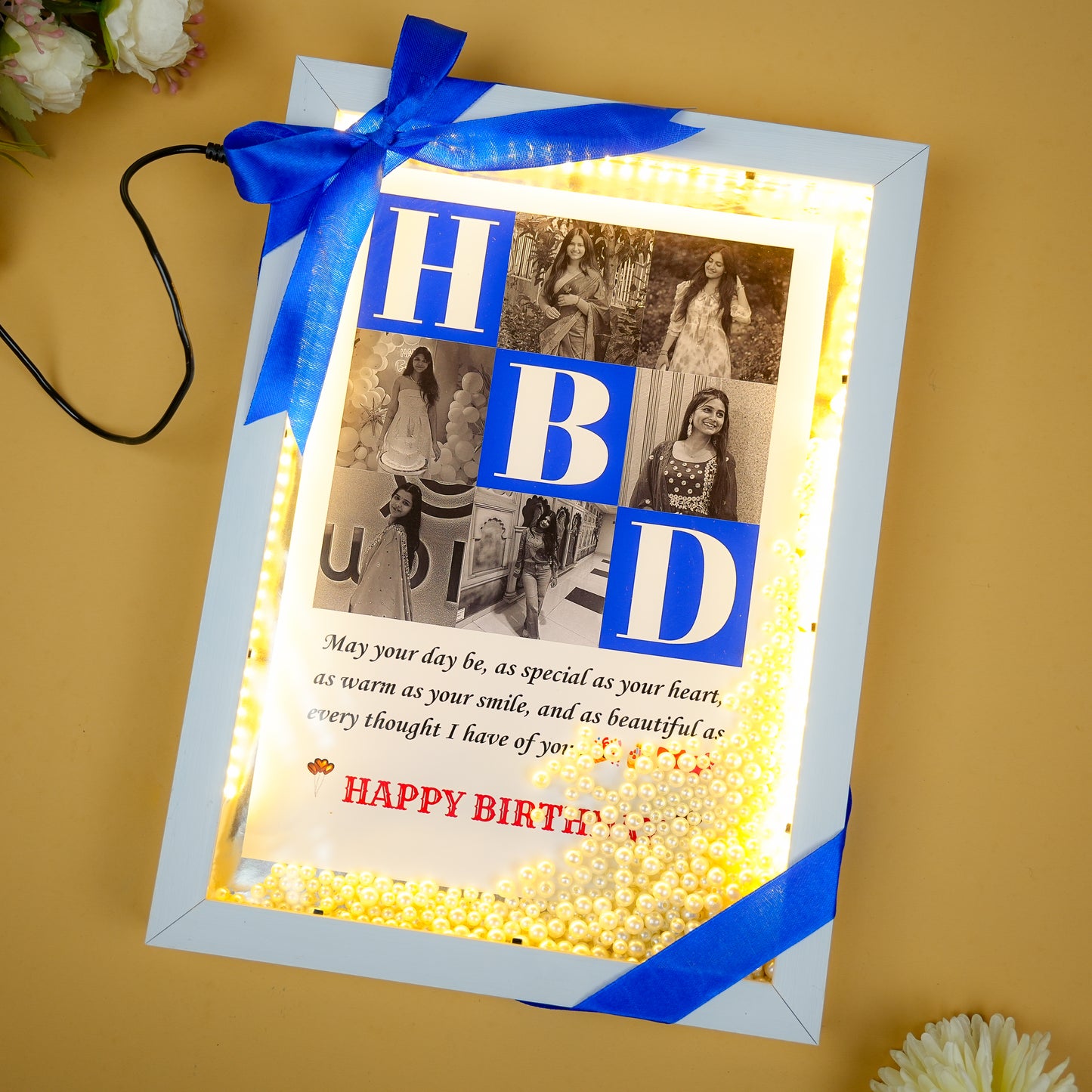 Birthday LED Floating Pearl Frame
