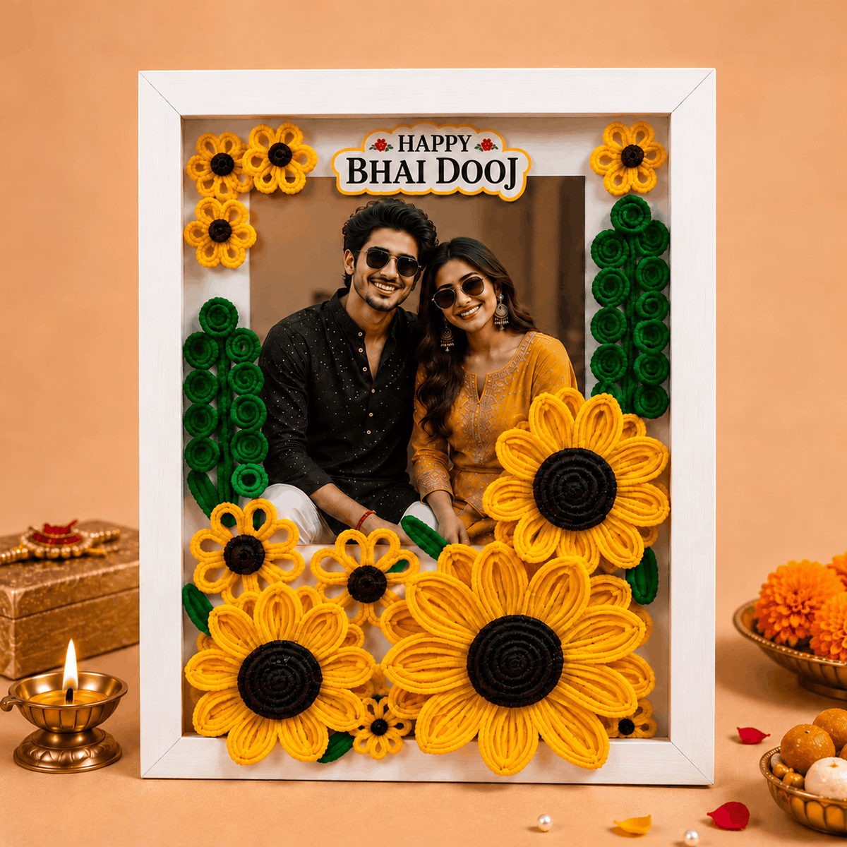 Beautiful Floral Frame For Bhai Dooj