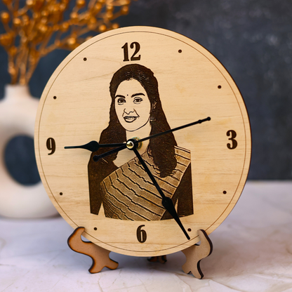 Personalised Aesthetic Wooden Engraved Photo Clock