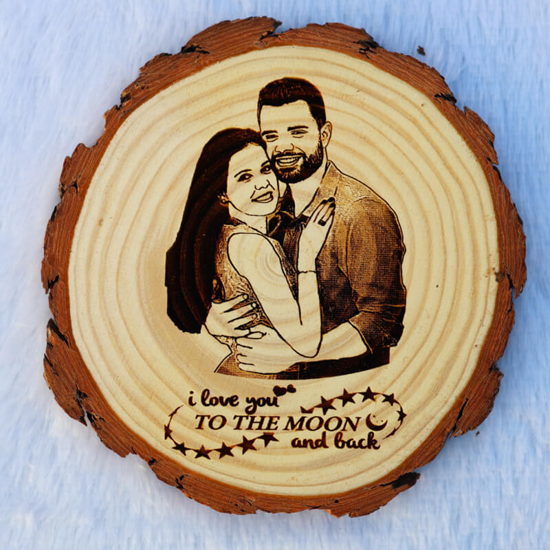 Wooden Engraved Photo Frame | Wooden Slice Frame (5 to 8 Inches)