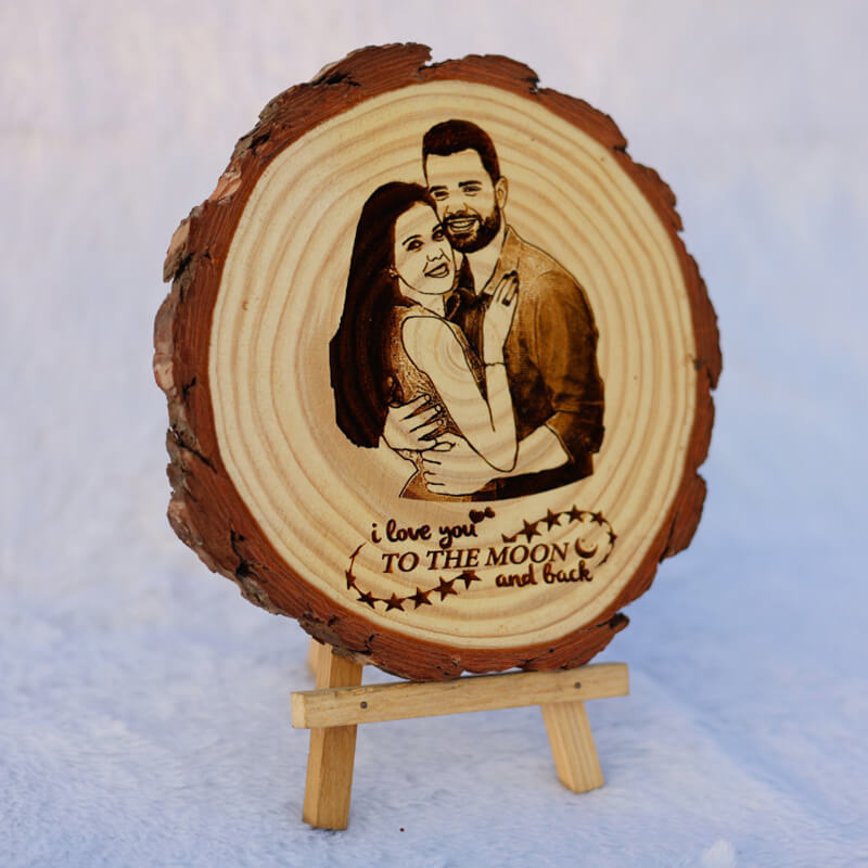 Wooden Engraved Photo Frame | Wooden Slice Frame (5 to 8 Inches)