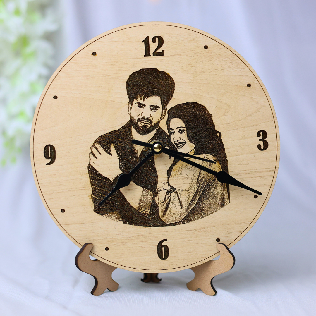 Personalised Photo Engraved Table Clock