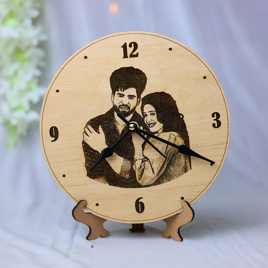 Personalised Photo Engraved Table Clock