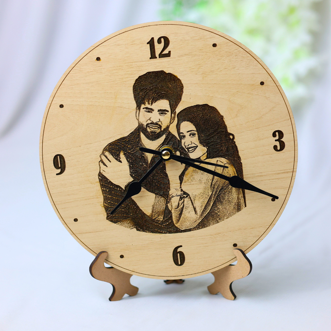 Personalised Photo Engraved Table Clock