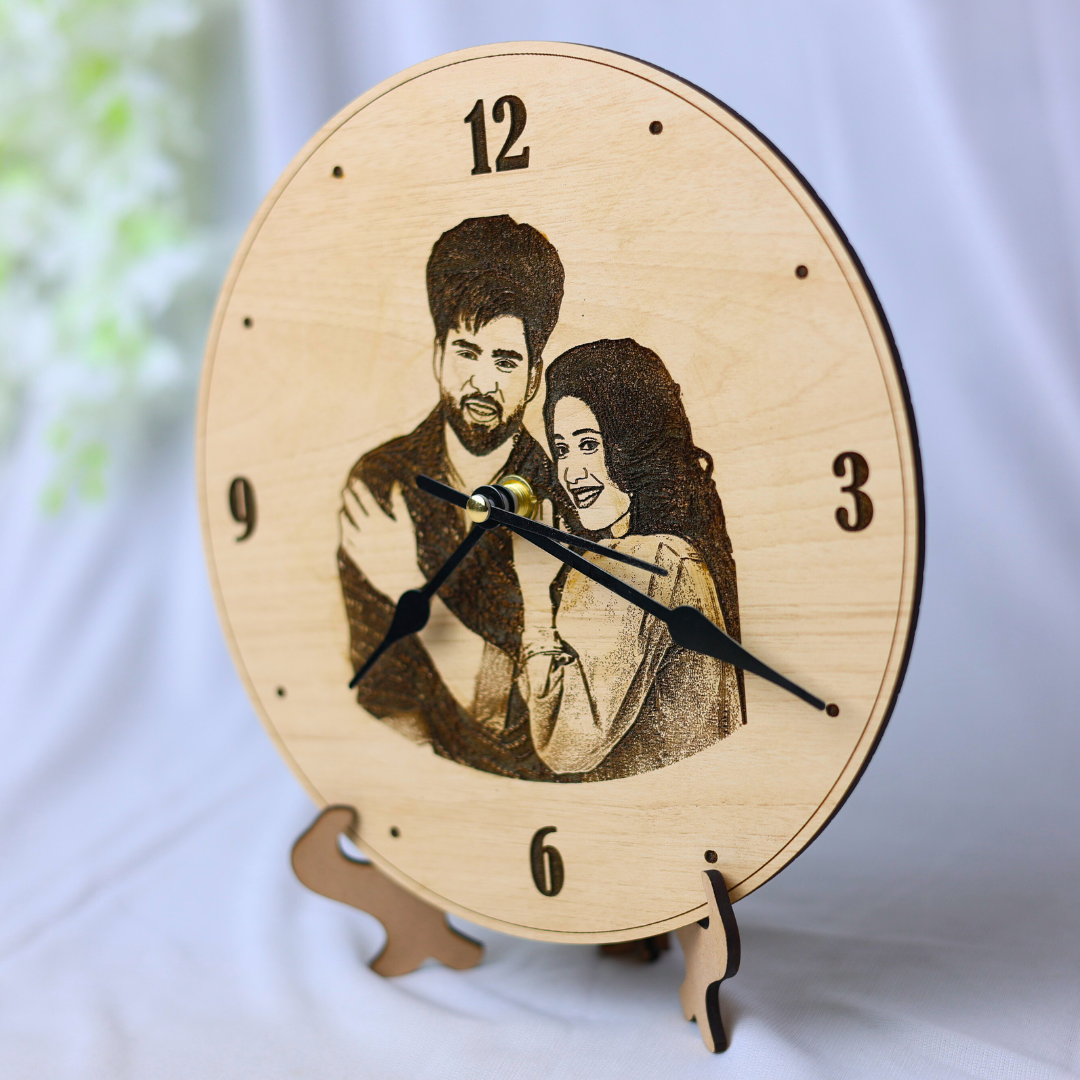 Personalised Photo Engraved Table Clock