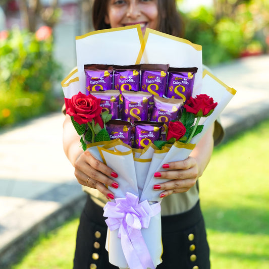 Dairy Milk Silk Chocolate Bouquet with Roses