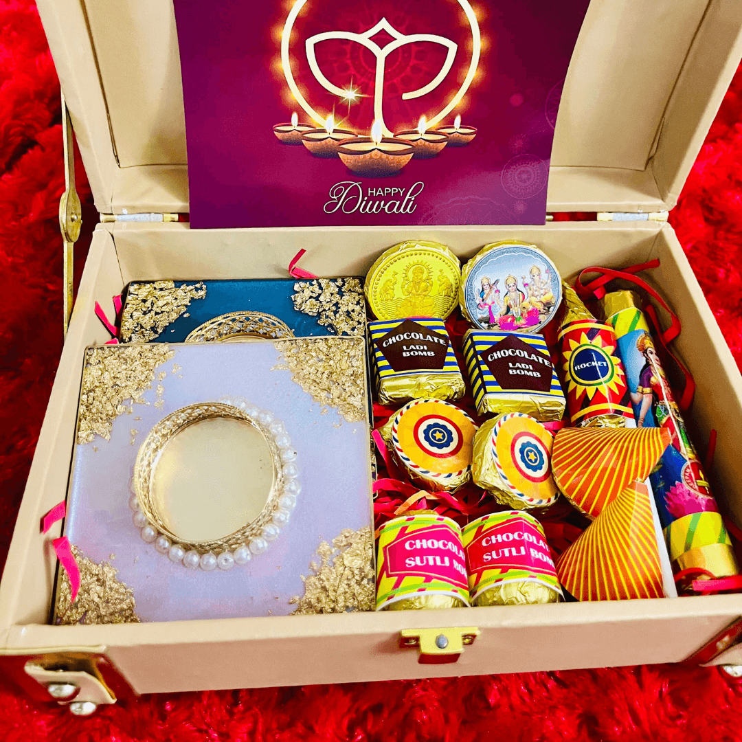 Beautiful Diwali Leather Trunk Box