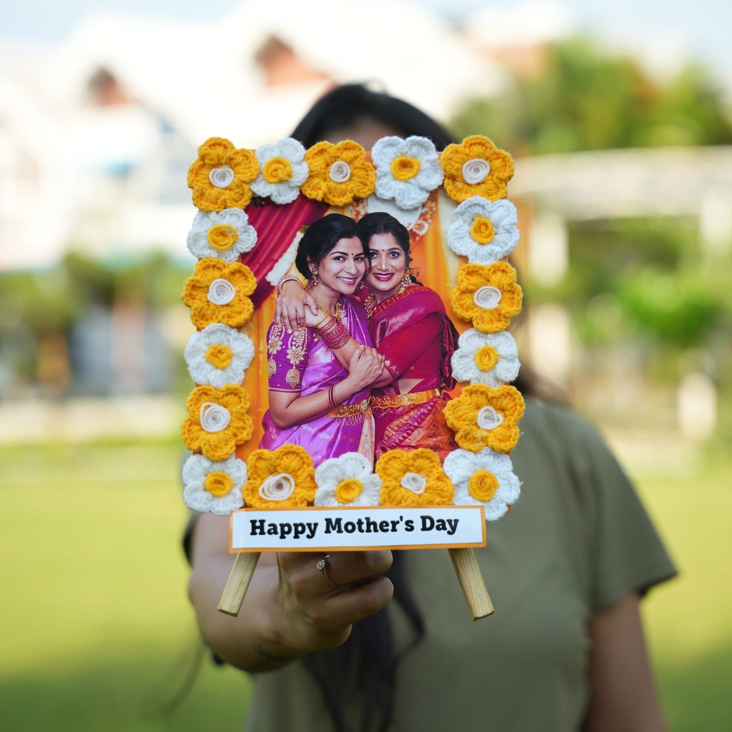 Handcrafted Crochet Flower Photo Frame