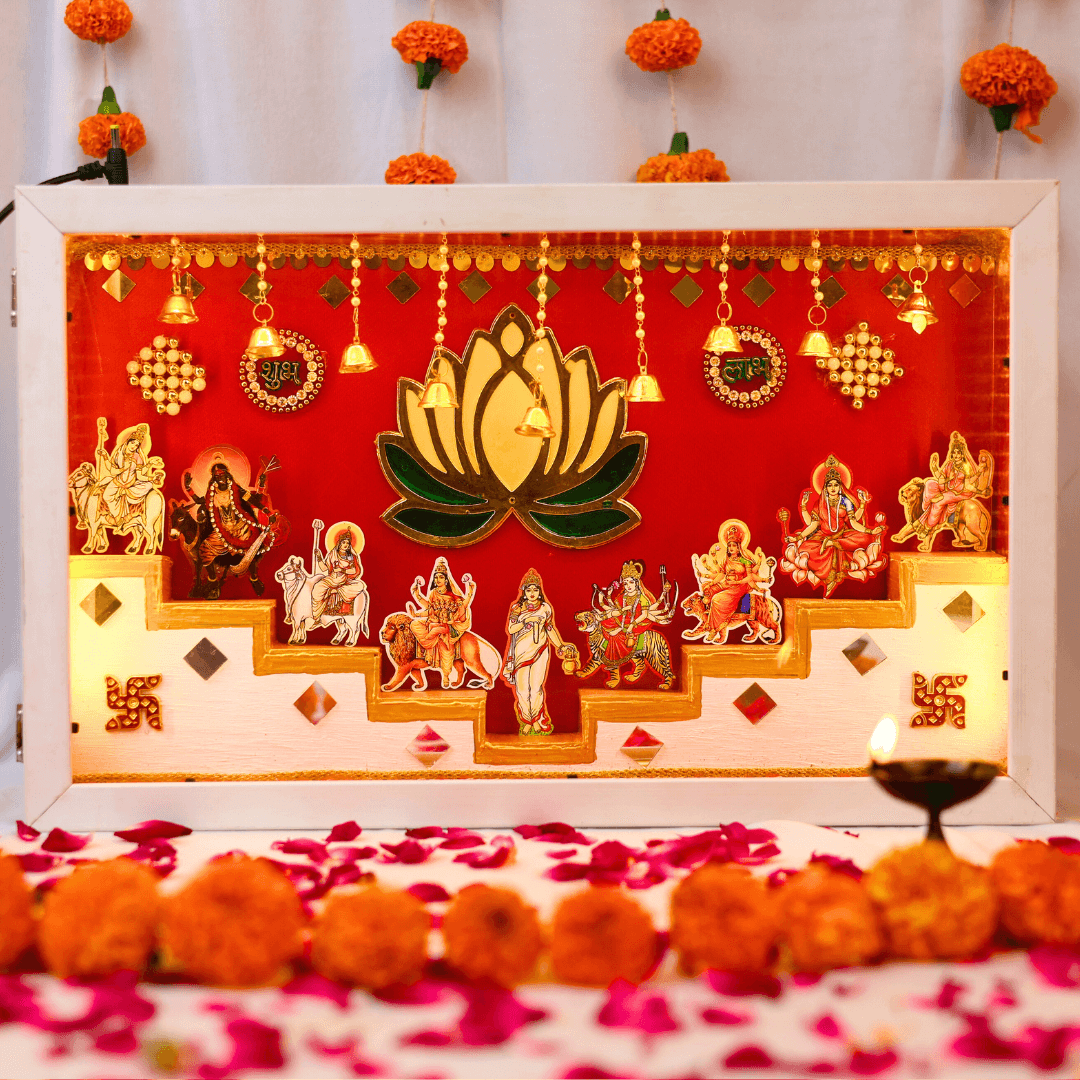 Auspicious 9 Durga Miniature Temple Frame