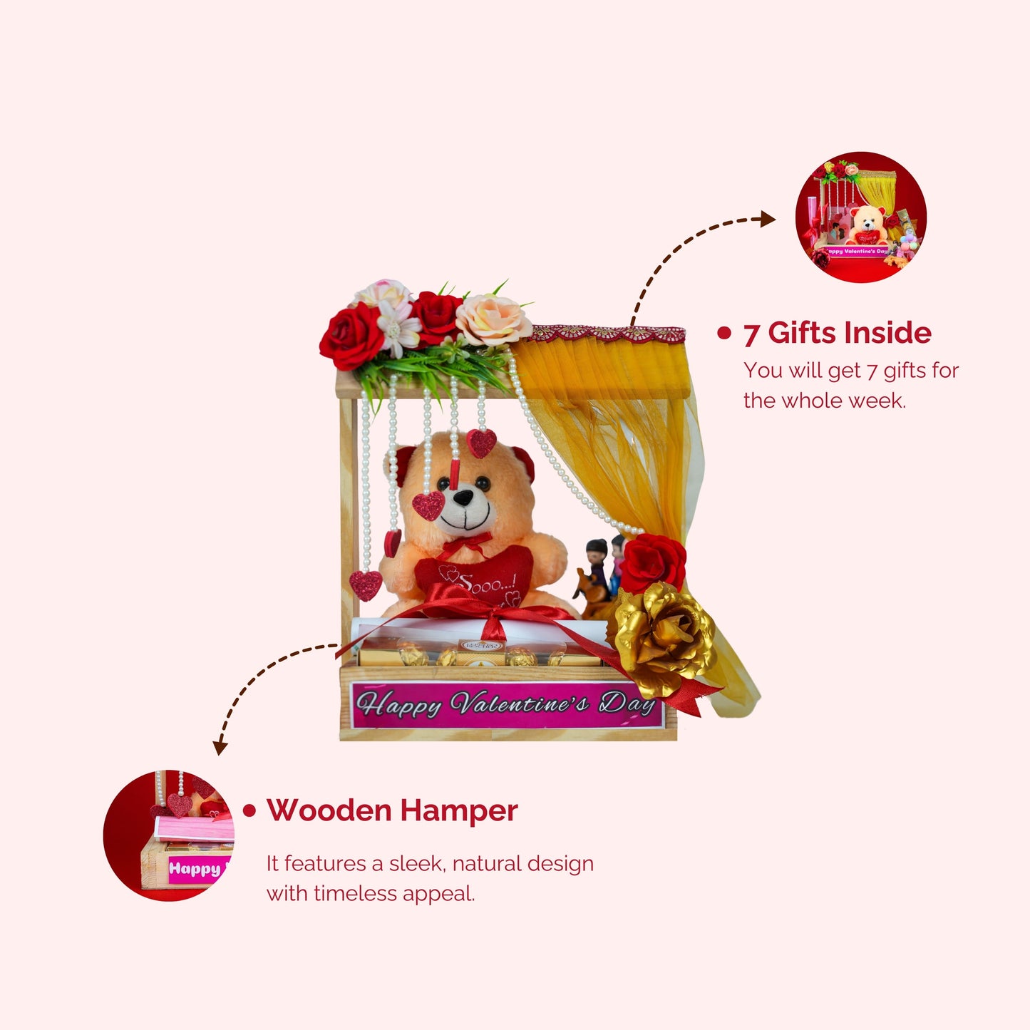 Valentine Wooden Hamper For Love