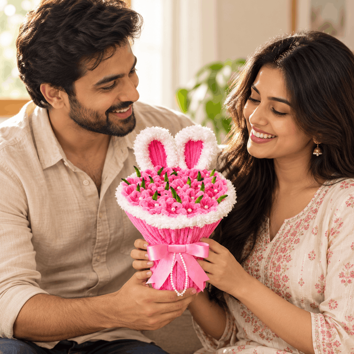 Handcrafted Bunny Flower Bouquet