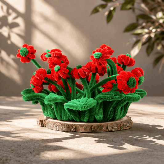 Handmade Fuzzy Flower Decor | Car Dashboard