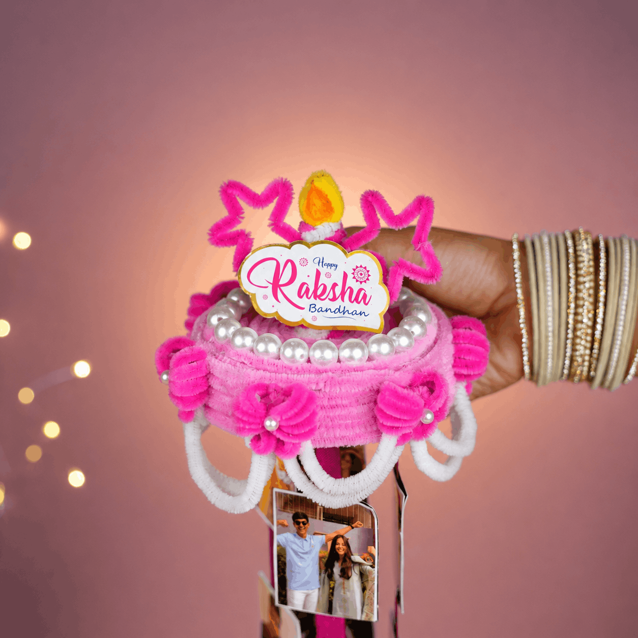 Beautiful Photo Cake Box Rakhi Hamper