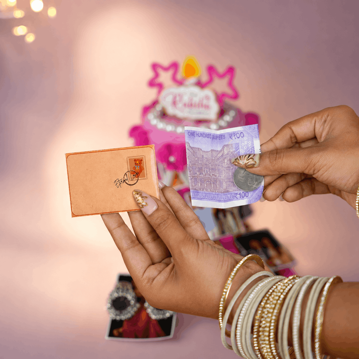 Beautiful Photo Cake Box Rakhi Hamper