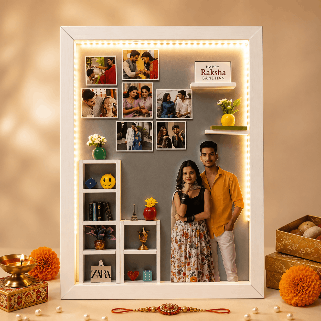 Designer LED Miniature Frame for Siblings