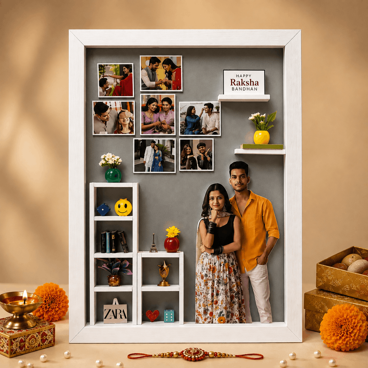 Designer LED Miniature Frame for Siblings