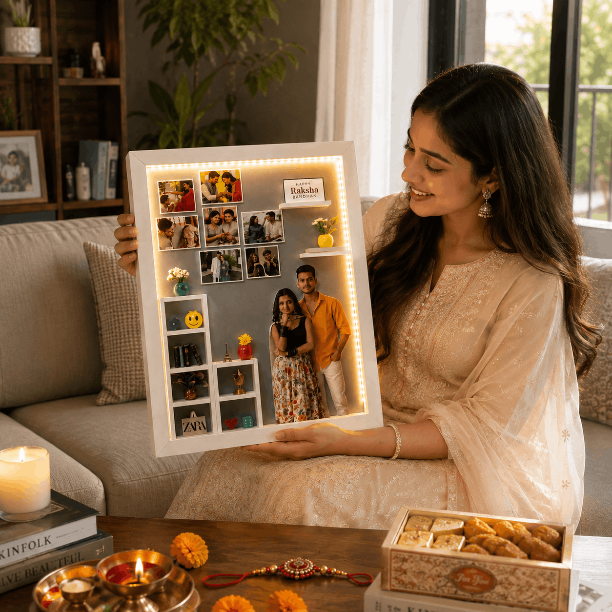 Designer LED Miniature Frame for Siblings