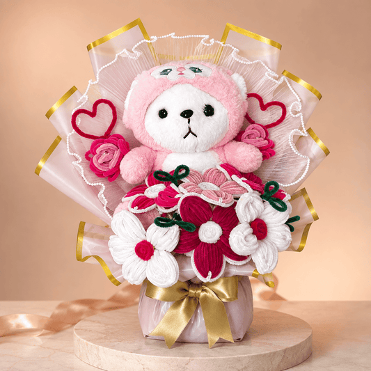 Handcrafted Pink Bear Bouquet