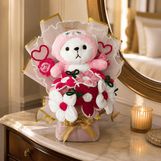 Handcrafted Pink Bear Bouquet