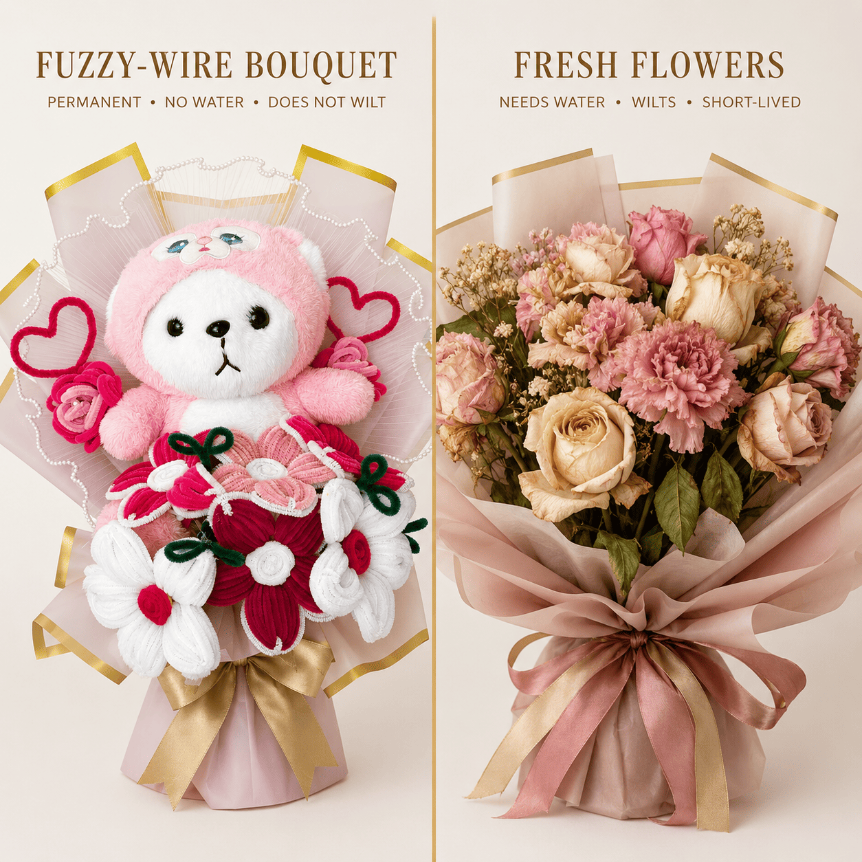 Handcrafted Pink Bear Bouquet