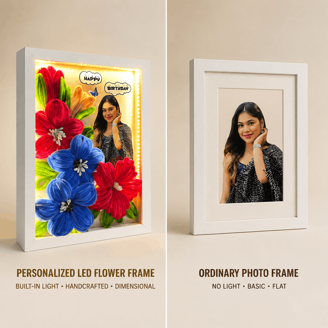Personalised LED Flower Frame For Birthday