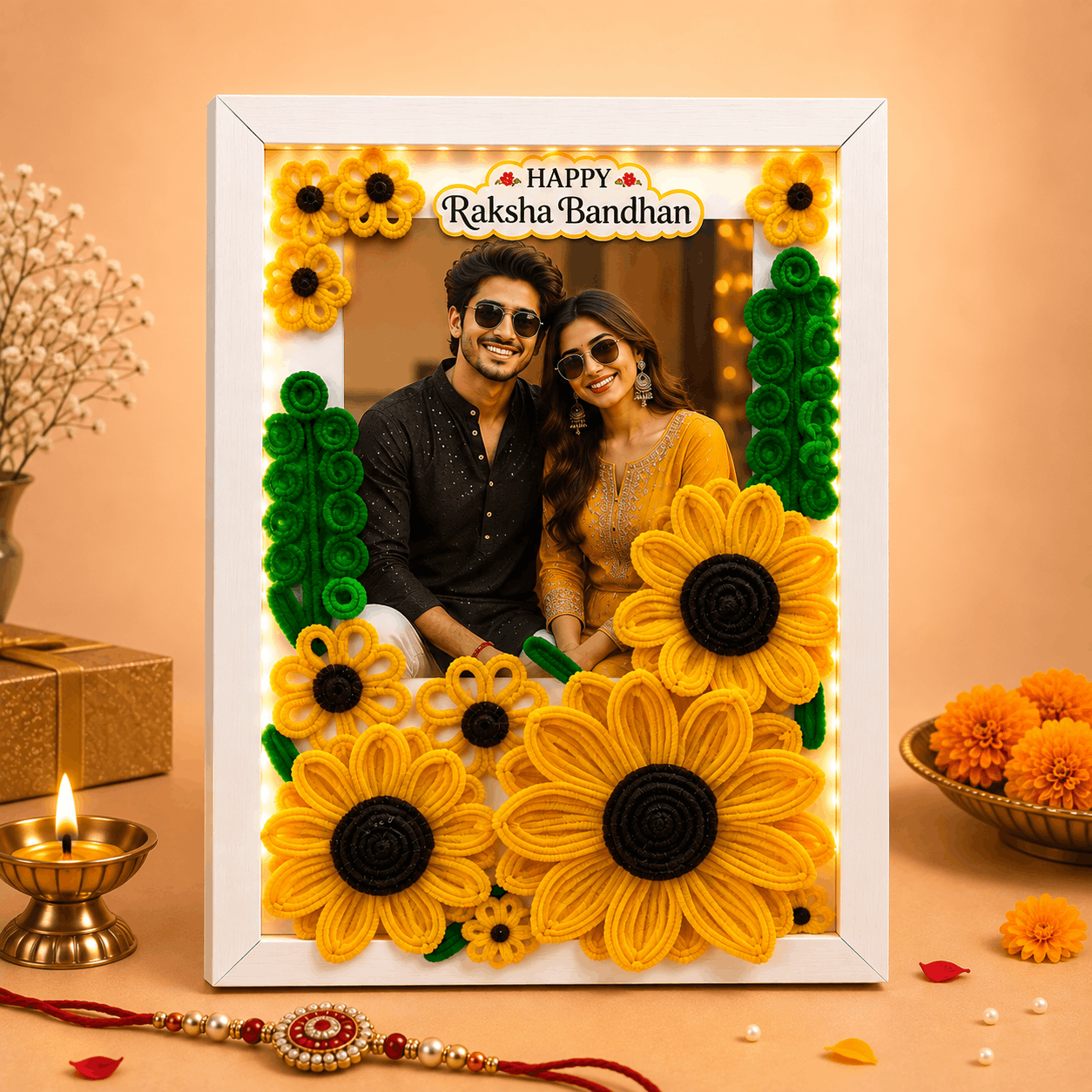 Beautiful Floral Frame For Raksha Bandhan