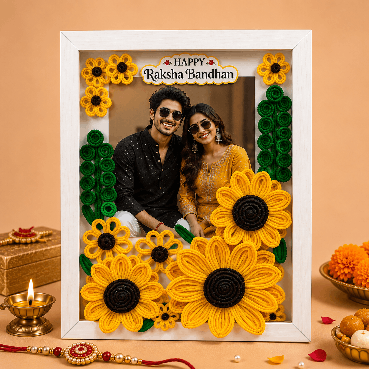 Beautiful Floral Frame For Raksha Bandhan