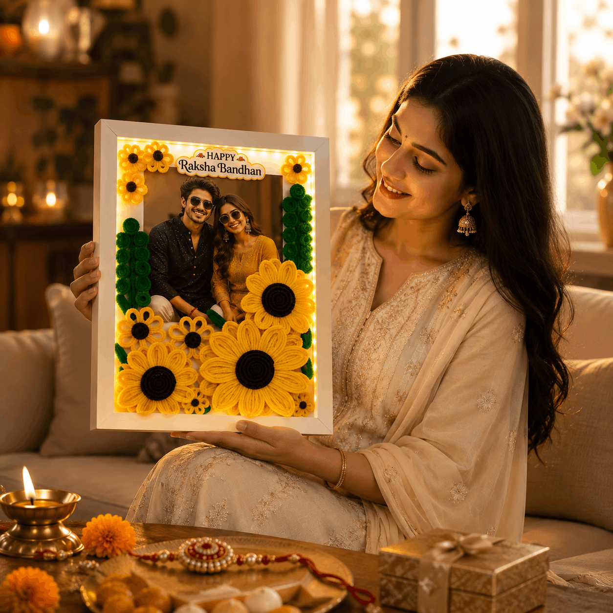 Beautiful Floral Frame For Raksha Bandhan