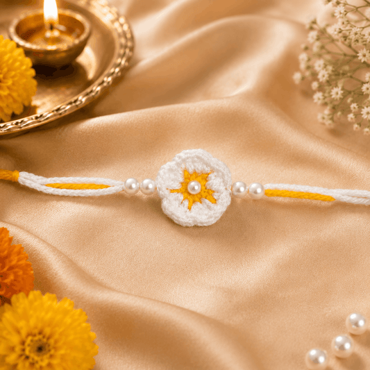 Handcrafted Floral Pearl Rakhi for Brother