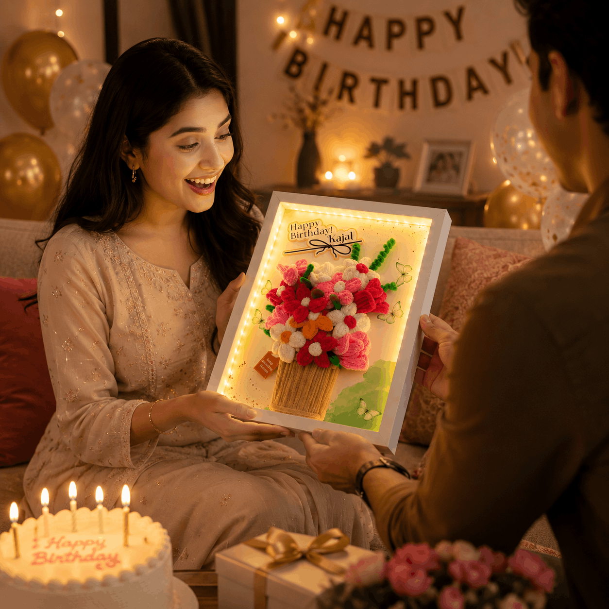 Handmade Light-Up Floral Frame