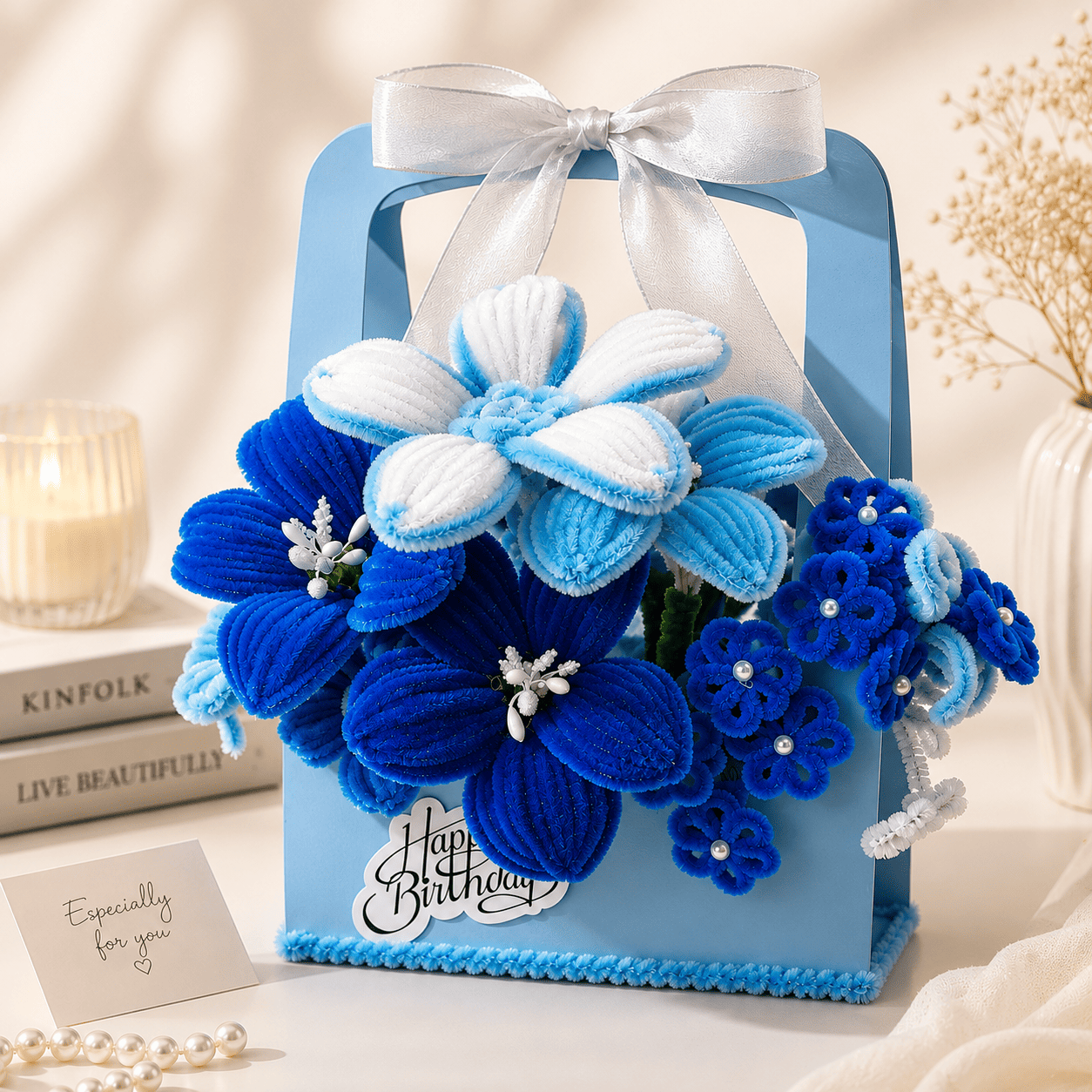 Blue Blossom Handmade Flower Basket