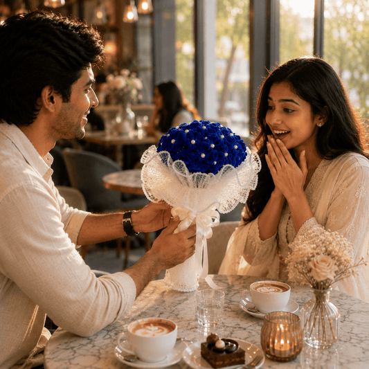Royal Blue Handmade Fuzzy Wire Flower Bouquet