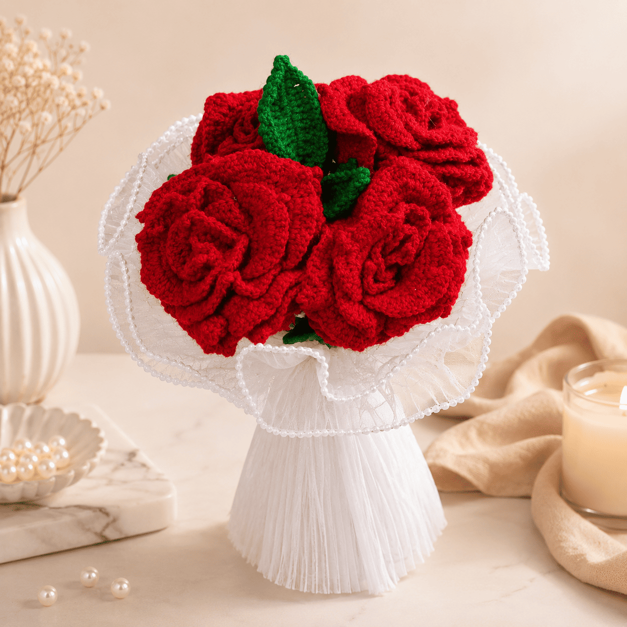 Handcrafted Crochet Rose Bouquet