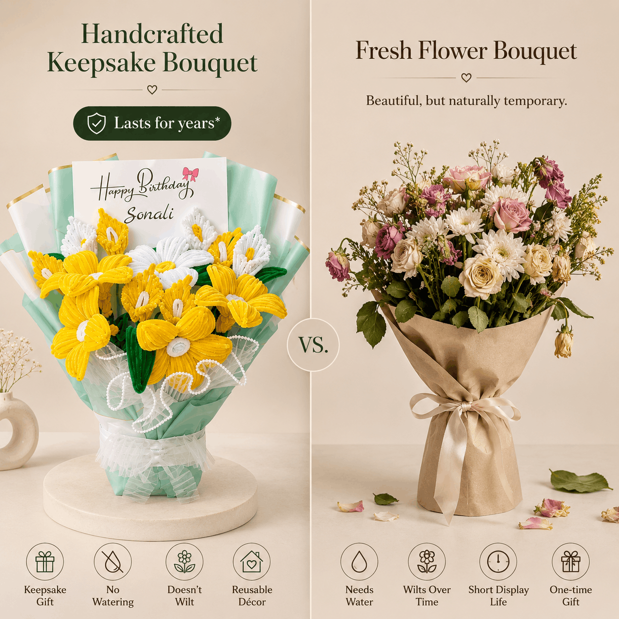 Personalized Birthday Flower Bouquet