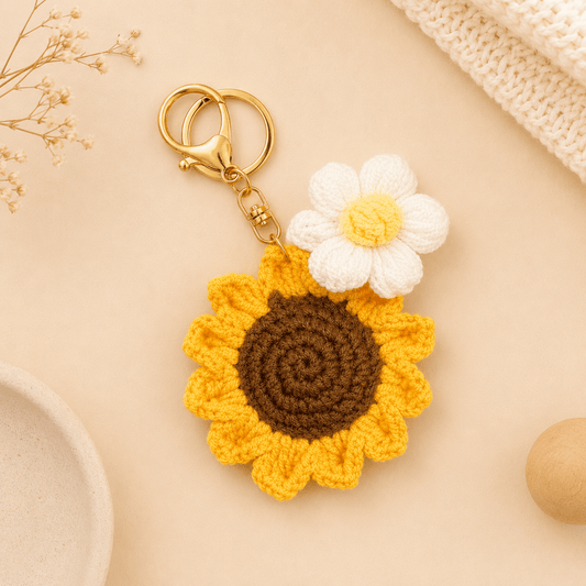 Handcrafted Sunflower Crochet Keychain