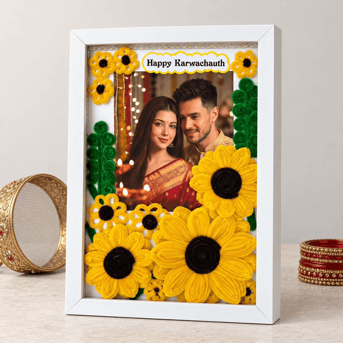 Beautiful Floral Frame For Karwa Chauth