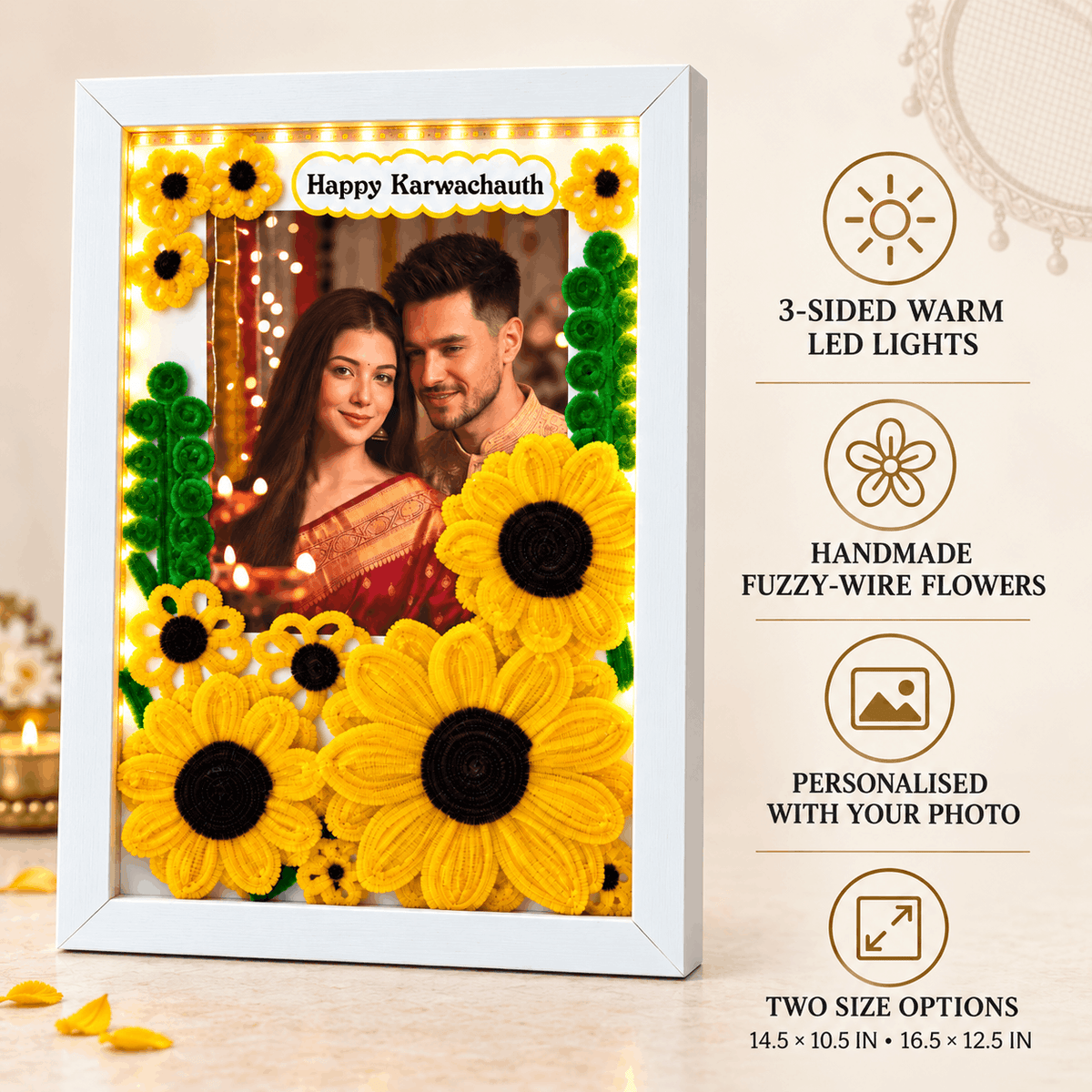 Beautiful Floral Frame For Karwa Chauth