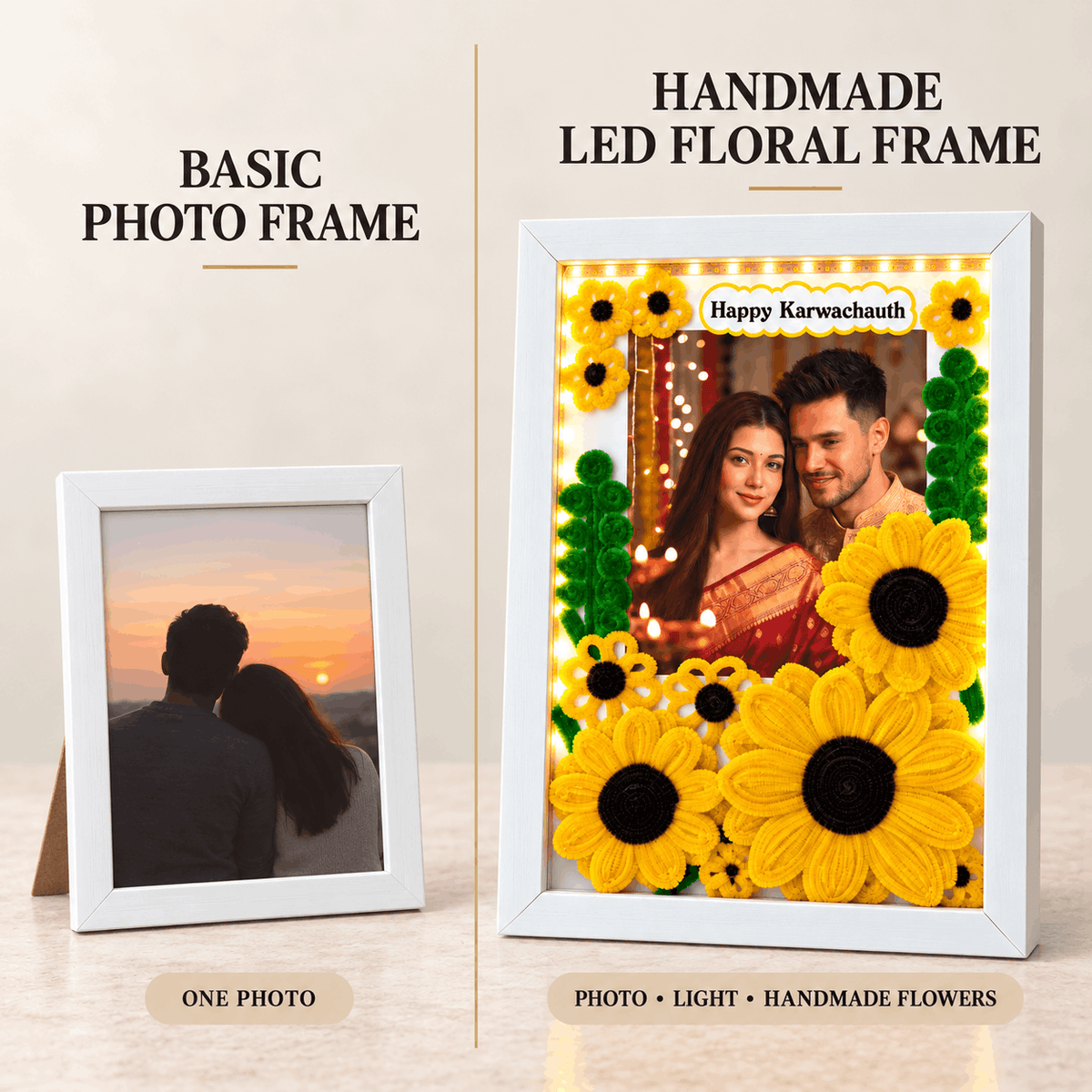 Beautiful Floral Frame For Karwa Chauth