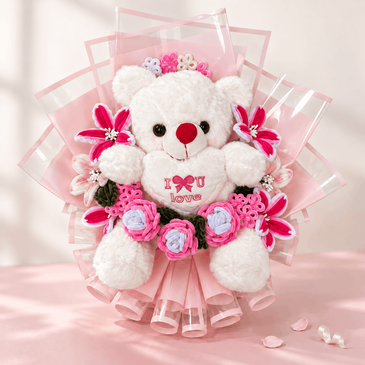 Handcrafted Floral Bear Bouquet