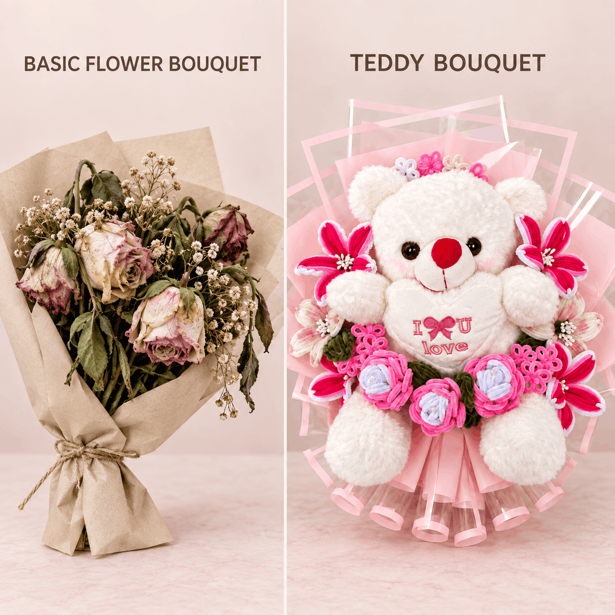 Handcrafted Floral Bear Bouquet