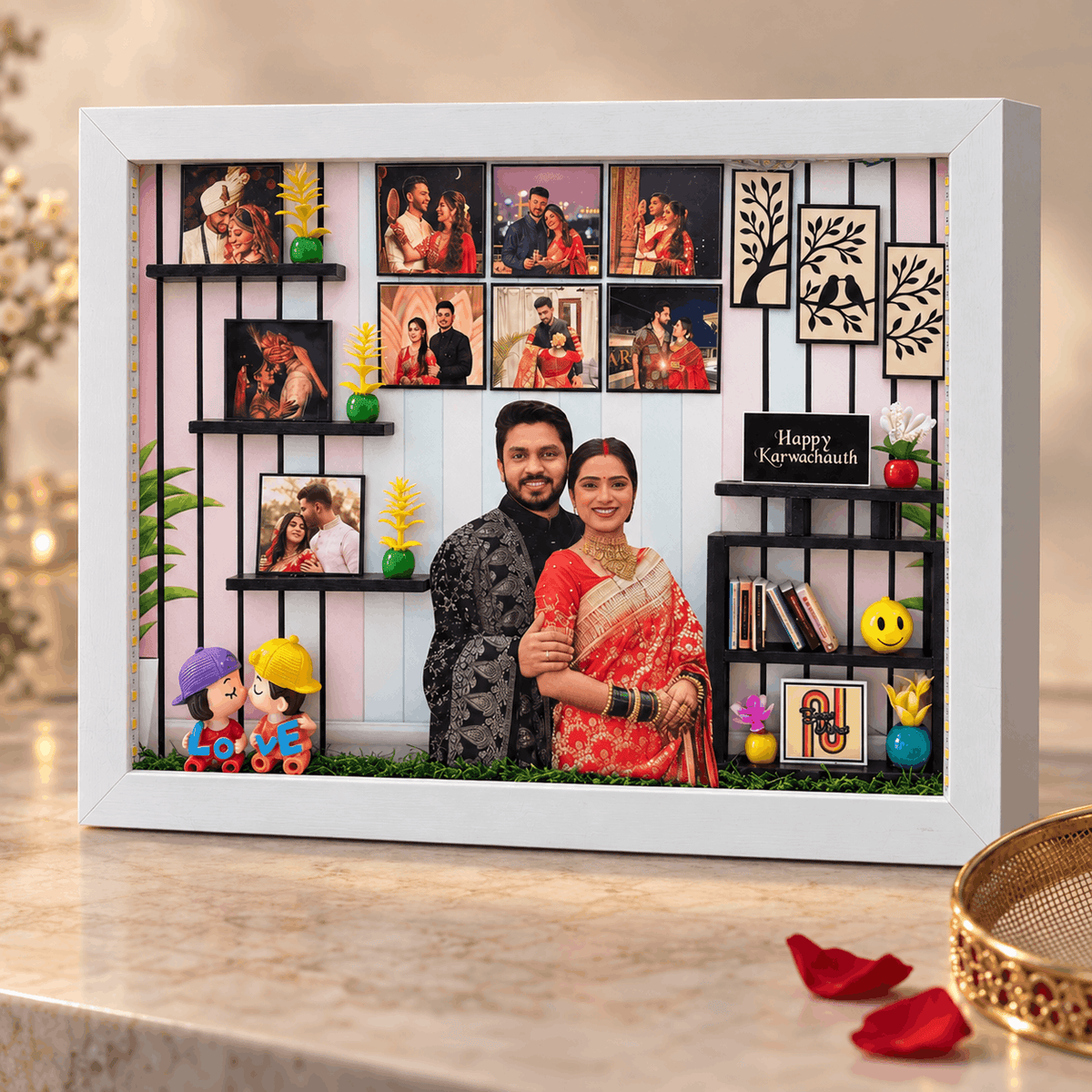 Personalised 3D LED Karwa Chauth Frame