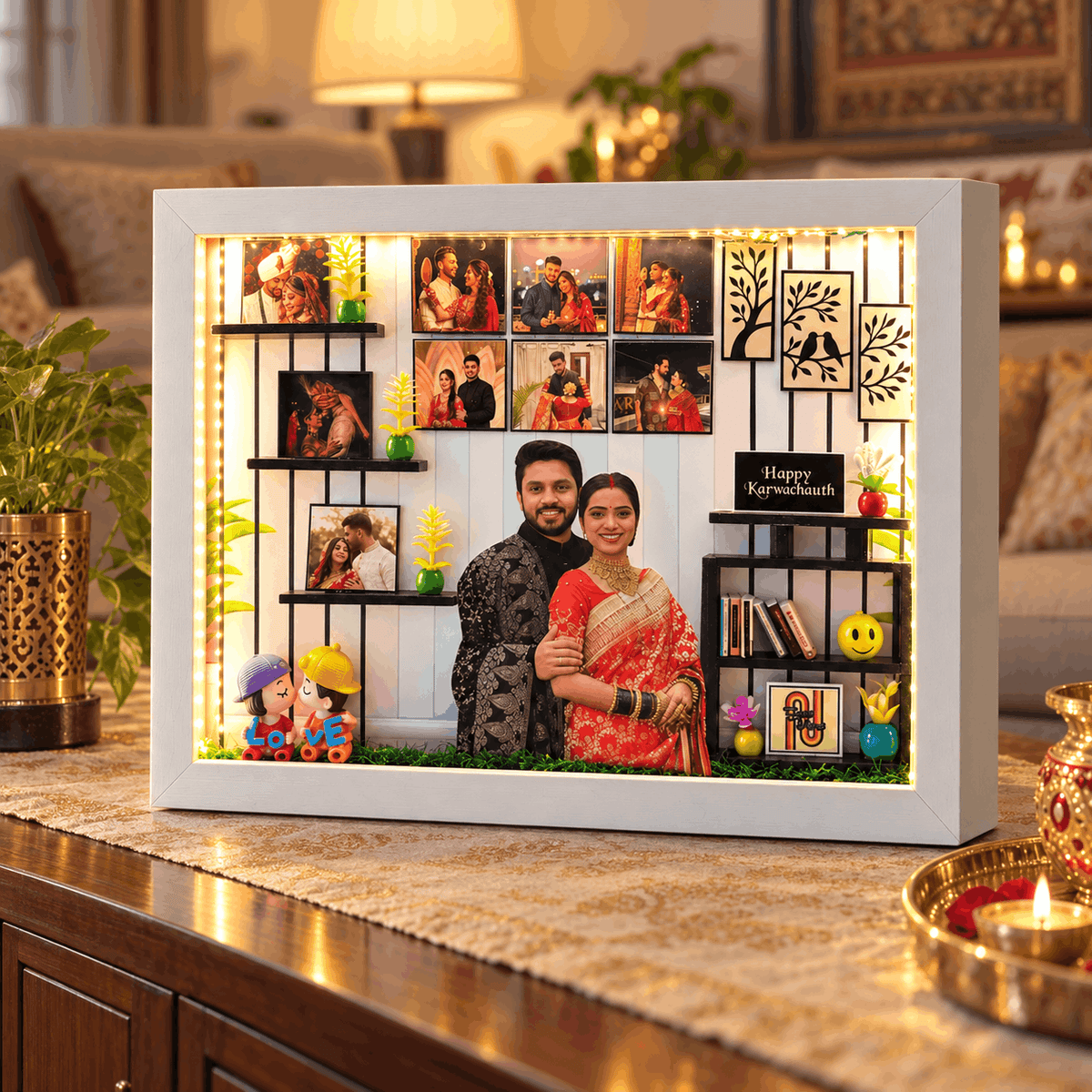 Personalised 3D LED Karwa Chauth Frame