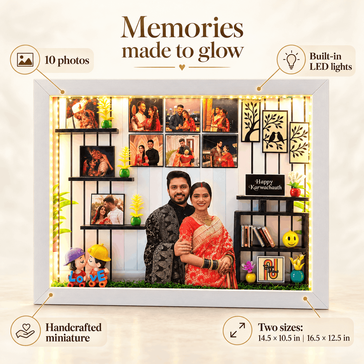Personalised 3D LED Karwa Chauth Frame